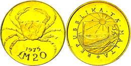 20 Pfund, Gold, 1975, Krabbe, Fb. 59, Fingerabdrücke, St.  St - Malta
