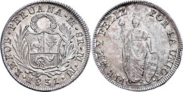 8 Reales, 1831, MM Lima, KM 142.3, Kl. Rf., Vz-st.  Vz-st - Perú