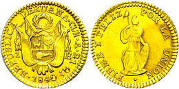 1 Escudo, Gold, 1840, Cuzco, KM 147.3, Fb. 67, Avers Berieben, Ss-vz.  Ss-vz - Perú