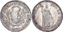 2 Reales, 1842, Lima, MB, KM 141.3, Ss-vz.  Ss-vz - Peru