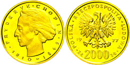 2000 Zloty, Gold, 1977, Frederic Chopin, Fb. 119, Fingerabdrücke, PP.  PP - Polen
