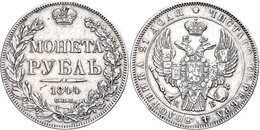 Rubel 1844, Nikolaus I. (1825-1855), St. Petersburg. Bitkin 205; Dav. 283., Kl. Rf, Vz.  Vz - Russia