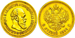 5 Rubel, Gold, 1888, Alexander III., St. Petersburg, Fb. 168, Wz. Rf., Ss.  Ss - Russland
