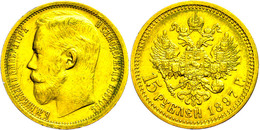 15 Rubel, Gold, 1897, Nikolaus II., Fb. 177, Ss-vz.  Ss-vz - Rusia