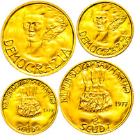 1 Und 2 Scudi, Gold, 1977, Demokratie, KM 73/74, F. St. - San Marino