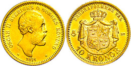 10 Kronen, Gold, 1876, Oskar II., Fb. 94, Ss-vz.  Ss-vz - Zweden