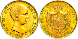 20 Pesetas, Gold, 1887 (19-62), Alfonso XIII., Nachprägung, Fb. 348R, F. St. - Autres & Non Classés