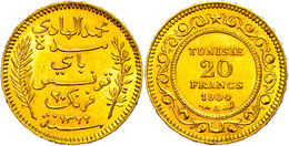 20 Francs, Gold, 1904, Ali Bei, Fb. 12, Kl. Rf., Ss-vz.  Ss-vz - Tunesië