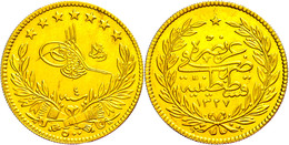 500 Piaster, Gold, AH 1327/4, Mohamed V., KM 758, Wz. Kr., Vz-st.  Vz-st - Oriental