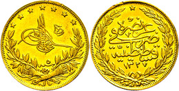 100 Kurush, Gold, AH 1327/5, Mehmed V., Fb. 154, Kl. Randfehler, Vz+. - Turquie