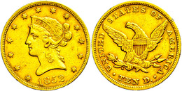 10 Dollars, Gold, 1852, Philadelphia, Fb. 155, Kl. Rf., Ss.  Ss - Andere & Zonder Classificatie