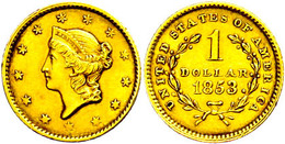 1 Dollar, Gold, 1853, Philadelphia, Kl. Rf., Ss.  Ss - Andere & Zonder Classificatie