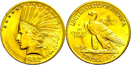 10 Dollars, Gold, 1932, Indian Head, Philadelphia, Fb. 166, Randfehler, Vz.  Vz - Andere & Zonder Classificatie