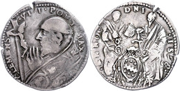 Testone, 1598, Clemens VIII., Muntoni 156, Kl. Schrötlingsrisse Am Rand,  Ss.  Ss - Ohne Zuordnung