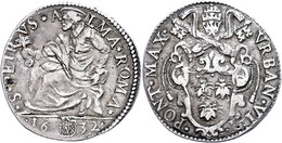 Testone, 1632, Urban VIII., Rom, Ss.  Ss - Unclassified