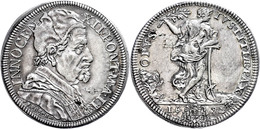 1/2 Piastra, 1692, Innozenz VII., Rom, Muntoni 35, Kl. Schrötlingsfehler, Ss+. - Ohne Zuordnung