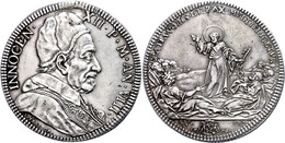 Piastra, 1698, Innozenz VII., Rom, Muntoni 19, Dav. 4107, Gestopftes Loch, Ss.  Ss - Ohne Zuordnung
