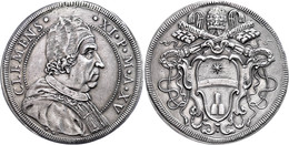 Piastra, 1715, Clemens XI., Rom, Dav. 1448, Muntoni 49, Rand Und Felder Teilweise Bearbeitet, Hsp., Ss+. - Non Classés