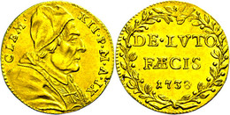 Scudo, Gold, 1738, Clemens XII., Rom, Fb. 220, Schrötlingsfehler, Vz.  Vz - Ohne Zuordnung