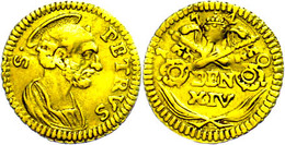 1/2 Scudo, Gold, 1740, Benedikt XIV., Rom, Fb. 233, Wellig, Ss.  Ss - Unclassified