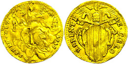 1/2 Zecchino, Gold, 1743, Benedikt XIV., Rom, Muntoni 26, Fb. 232, Wellig, Ss.  Ss - Unclassified