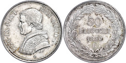 50 Baiocchi, 1850, Pius IX., Rom, Vz.  Vz - Ohne Zuordnung