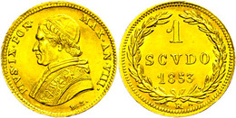 1 Scudo, Gold, 1853, Pius IX., Rom, Fb. 275, Vz-st.  Vz-st - Ohne Zuordnung