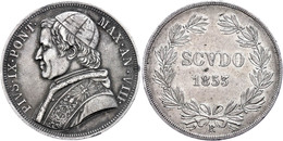 Scudo, 1853, Pius IX., Rom, Dav. 194,  Kl. Rf., Ss-vz.  Ss-vz - Ohne Zuordnung