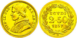 2 1/2 Scudi, Gold, 1857, Pius IX., Rom, Fb. 273, Vz.  Vz - Ohne Zuordnung