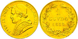 1 Scudo, Gold, 1858, Pius IX., Rom, Fb. 276, Vz.  Vz - Unclassified