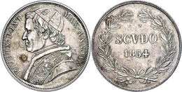 Scudo 1854, Pius IX, KM 1336.2, Etw. Fleckig, Ss  Ss - Ohne Zuordnung