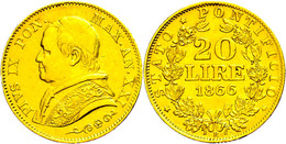 20 Lire, Gold, 1866, Pius IX., Fb. 280, Hsp., Ss.  Ss - Sin Clasificación