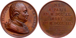 Frankreich, Bronzemedaille (Dm. 41,1 Mm, 39 G), 1822, Von F. Petit, Auf Francois De La Harpe, Av: Kopf Nach Rechts, Rev: - Otros & Sin Clasificación