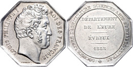 Frankreich, Louis Philippe I., Medaille Achteckig Versilbert (30,6x30,6 Mm, 11 G), 1832, Von Dubois, Landwirtschaftsabte - Altri & Non Classificati