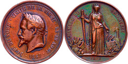 Frankreich, Napoleon III., Bronzemedaille (Dm. 37 Mm, 20 G), 1867, Von Chaplain, Auf Den Besuch Des Kaiserpaares In Lill - Sonstige & Ohne Zuordnung