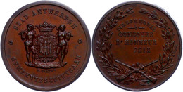 Belgien, Kupfermedaille (Dm 30mm, 9,75g), O.J. (um 1890), Von Baetes. Av. Wildes Paar Hält Gekrönten Stadtschild In Hopf - Altri & Non Classificati