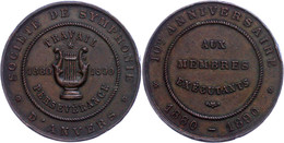 Belgien, Kupfermedaille (Dm 39mm, 28,05 G), 1890, Unsigniert. Zum 10 Jährigen Jubiläum Der Symphoniegesellschaft, Rf, Ss - Other & Unclassified