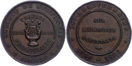 Belgien, Kupfermedaille (Dm 39mm, 28,05 G), 1890, Unsigniert. Zum 10 Jährigen Jubiläum Der Symphoniegesellschaft, Rf, Ss - Sonstige & Ohne Zuordnung