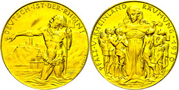 Goldmedaille (Dm. Ca. 36mm, Ca. 19,91g), 1930, Von K. Goetz, Auf Die Pfalz- Und Rheinlandräumung. Av: Stehender Rheingot - Other & Unclassified