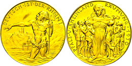 Goldmedaille (Dm. Ca. 36mm, Ca. 19,91g), 1930, Von K. Goetz, Auf Die Pfalz- Und Rheinlandräumung. Av: Stehender Rheingot - Otros & Sin Clasificación