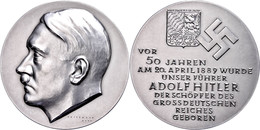 Silbermedaille (Dm. Ca. 60mm, Ca. 88,15g), 1939, Von Krischker, Auf Den 50. Geburtstag Von Adolf Hitler - Gestiftet Von  - Other & Unclassified