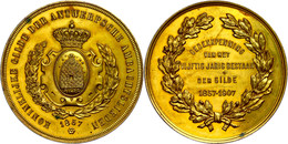 Belgien, Bronzemedaille Vergoldet (51mm, 68,15g), 1907, Von Baetes. Zum 50 Jährigen Bestehen Der Antwerpische Handwerker - Autres & Non Classés