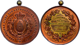 Belgien, Kupfermedaille (52mm, 66,30g), 1907, Von F. Baetes. Zum 50 Jährigen Bestehen Der Antwerpische Königliche Gilde  - Altri & Non Classificati