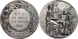 Belgien, Bronzemedaille Versilbert (Dm 49mm, 69,95g), 1912, Von Rivers. Av. Zwei Frauen Am Klavier, Rechts Musikinstrume - Autres & Non Classés