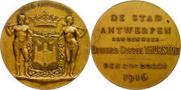 Belgien, Bronzemedaille Der Stadt Antwerpen (Dm Ca.53mm, 51,10g), 1916, Von Baetes. Rev. De Stad Antwerpen Aan Den Heer  - Autres & Non Classés