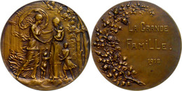 Frankreich, Bronzemedaille (Dm. 60 Mm, 85 G), 1918, Von Fonson, Auf Die Kriegsfürsorge, Av: Frauen Und Drei Kinder, Rev: - Autres & Non Classés