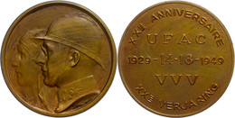 Belgien, Bronzemedaille (45 Mm, 29,85 G), 1949, Von  Bremaecker. Zum 20 Jährigen Jubiläum Der UFAC. Av. Köpfe Von Leopol - Autres & Non Classés