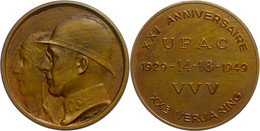 Belgien, Bronzemedaille (45 Mm, 29,85 G), 1949, Von  Bremaecker. Zum 20 Jährigen Jubiläum Der UFAC. Av. Köpfe Von Leopol - Sonstige & Ohne Zuordnung