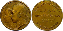 Belgien, Bronzemedaille (45 Mm, 31,95 G), 1949, Von  Bremaecker. Zum 20 Jährigen Jubiläum Der UFAC. Av. Köpfe Von Leopol - Other & Unclassified