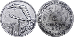 Siegermedaille 1934, Bronze Versilbert, "Deutsche Winterkampfspiele 1934 - Dem Sieger - Braunlage-Schierke", Von Glöckle - Andere & Zonder Classificatie